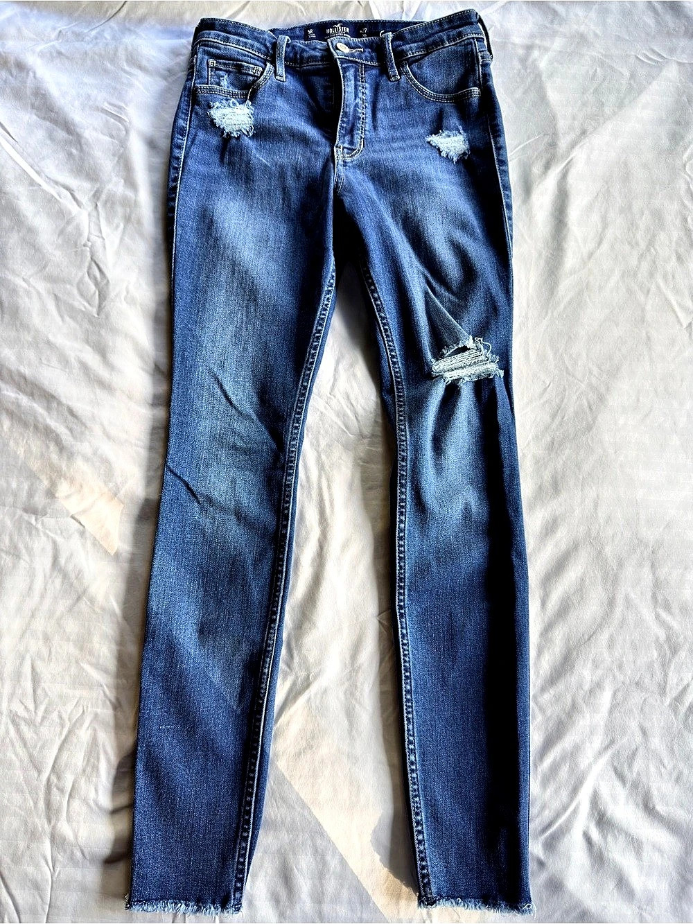 Hollister High-Rise Super Skinny Distressed Blue Waist 27 Jeans